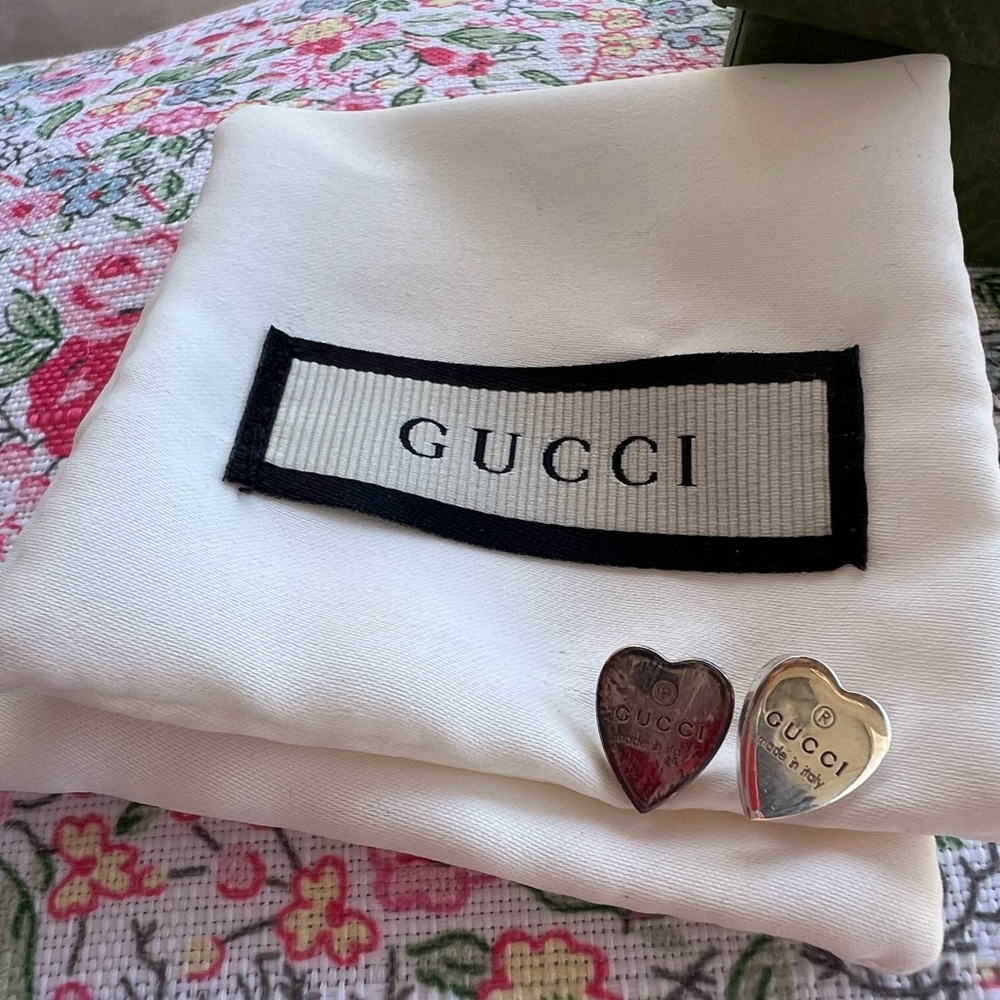 Authentic Sterling, silver Gucci heart earrings
